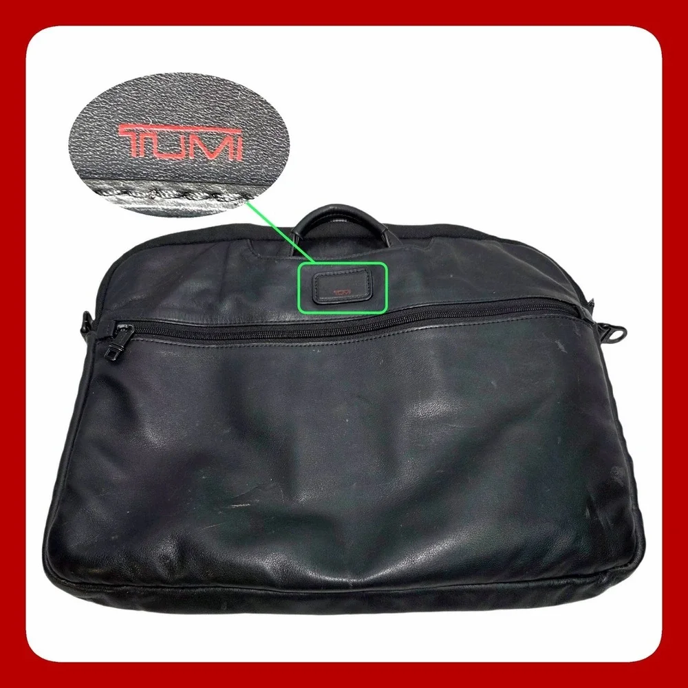 Tumi Black Leather Slim Laptop Briefcase Executive Business Bag 17in Good Cond